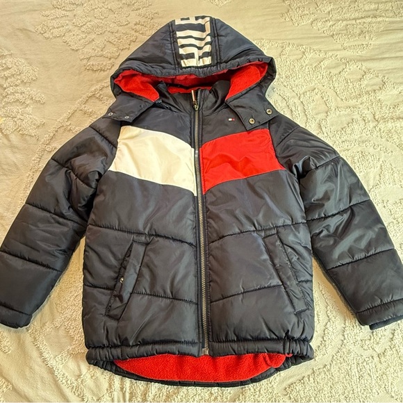 Tommy Hilfiger Kids' Navy and Red Hooded Jacket - Picture 1 of 5